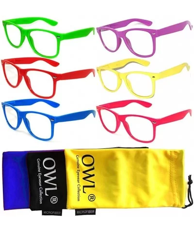 6 - 5-10-18 Pairs Classic Vintage Retro 80's Sunglasses Colored Frame - C111NEJ4FIT $21.50 Rectangular