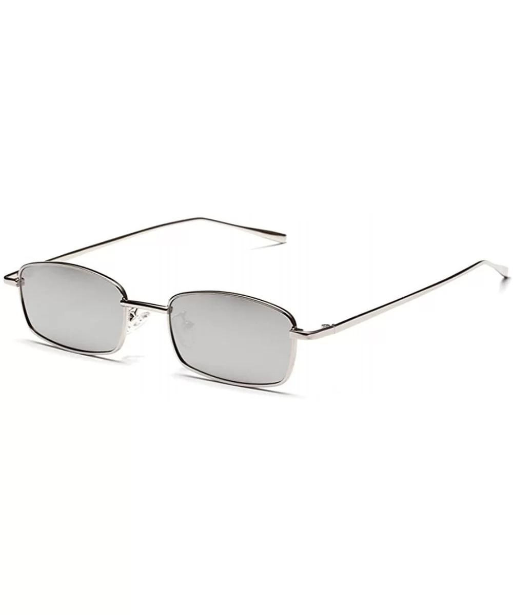 Tiny Sunglasses Men Retro Small Rectangle Sun Glasses Women Summer 2018 UV400 - Silver Mirror - CH18E5E3NRQ $12.84 Rectangular