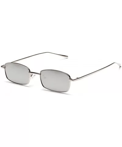 Tiny Sunglasses Men Retro Small Rectangle Sun Glasses Women Summer 2018 UV400 - Silver Mirror - CH18E5E3NRQ $12.84 Rectangular