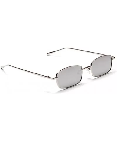 Tiny Sunglasses Men Retro Small Rectangle Sun Glasses Women Summer 2018 UV400 - Silver Mirror - CH18E5E3NRQ $12.84 Rectangular