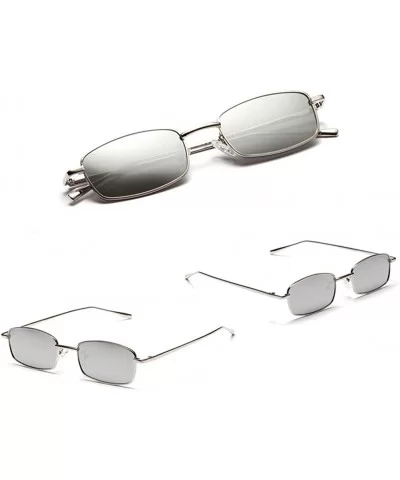 Tiny Sunglasses Men Retro Small Rectangle Sun Glasses Women Summer 2018 UV400 - Silver Mirror - CH18E5E3NRQ $12.84 Rectangular