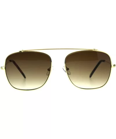 Mens Rectangular Flat Top Bridgeless Pop Color Lens Metal Sunglasses - Brown - CR18C95YZCA $20.10 Rectangular