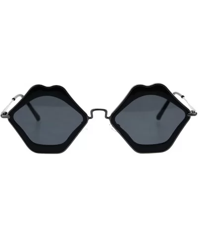 Unique Funky Lip Shape Hippie Groove Pimp Sunglasses - Black Gunmetal Black - C818EYNI2SD $13.01 Square
