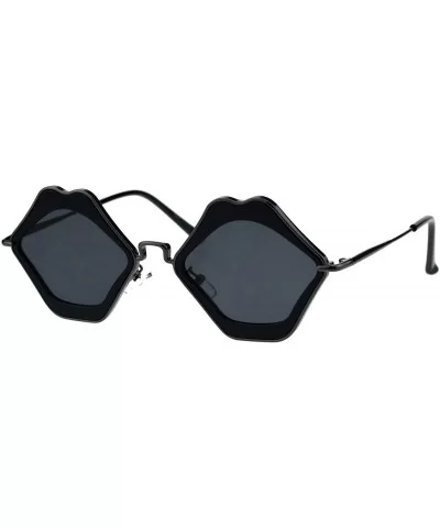 Unique Funky Lip Shape Hippie Groove Pimp Sunglasses - Black Gunmetal Black - C818EYNI2SD $13.01 Square