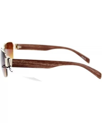 Mens Luxury Half Rim Rectangular Designer Fashion Sunglasses - Gold Brown - CD11XOLXUGP $12.65 Rectangular