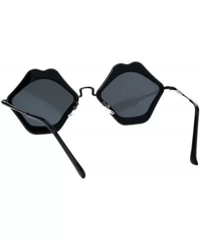 Unique Funky Lip Shape Hippie Groove Pimp Sunglasses - Black Gunmetal Black - C818EYNI2SD $13.01 Square