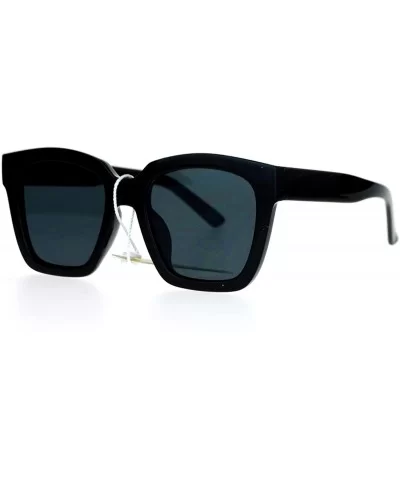 Ultra Flat Lens Unique Oversize Horn Rim Sunglasses - Black - CL127A9UX4H $12.34 Wayfarer