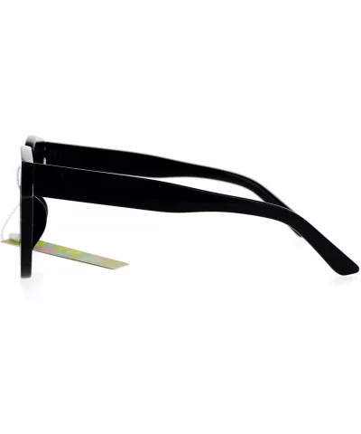 Ultra Flat Lens Unique Oversize Horn Rim Sunglasses - Black - CL127A9UX4H $12.34 Wayfarer