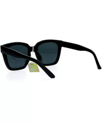 Ultra Flat Lens Unique Oversize Horn Rim Sunglasses - Black - CL127A9UX4H $12.34 Wayfarer