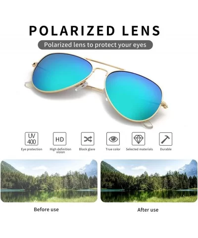 Aviator Sunglasses for Mens Womens Mirrored Sun Glasses Shades with Uv400 - Black Grey + Gold Green - CV18LDWLDMQ $15.14 Aviator