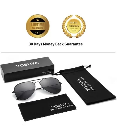 Aviator Sunglasses for Mens Womens Mirrored Sun Glasses Shades with Uv400 - Black Grey + Gold Green - CV18LDWLDMQ $15.14 Aviator