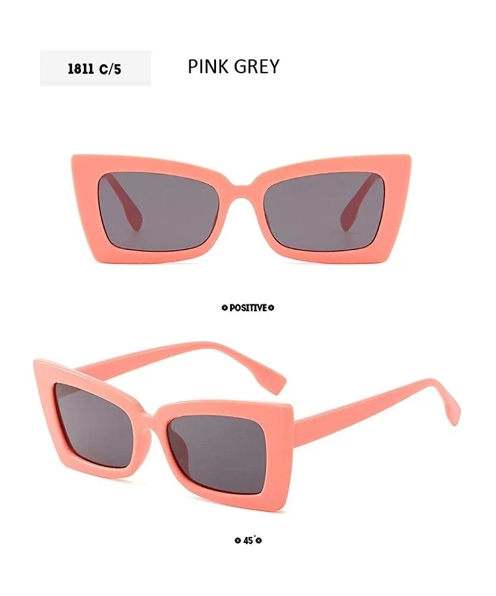 Women Cat Eye Sunglasses Rectangle Sun Glasses Ladies Vintage Candy Color Eyewear Shades for Women - CP199OLIIL9 $14.04 Cat Eye