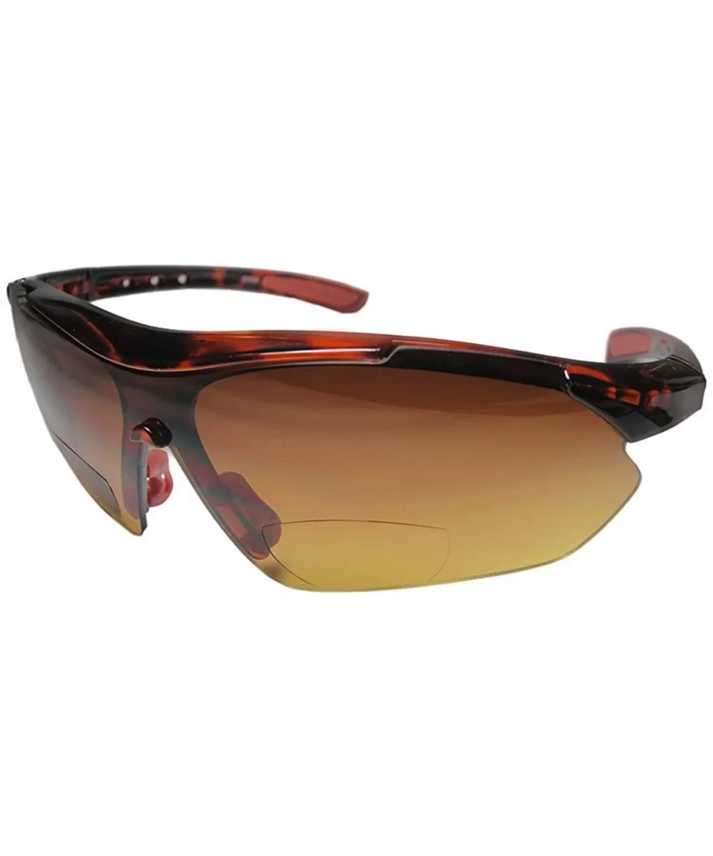 Fashion Bifocal Sunglasses Wrap Around Sports Design Anti Glare Coating - Tort Red W/ Amber Lens - C917YGH600G $14.11 Wrap