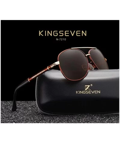 Genuine designer vintage aviator sunglasses men fashion polarized UV400 - Brown - CX18IWAGTYK $38.59 Aviator