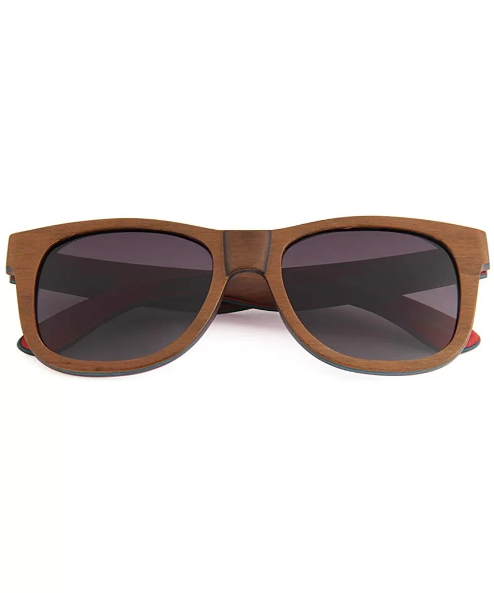 Real Wood Polarized Sunglasses - Jetty Ledge Brown Wanderer With Smoke Grey Lenses - CI194937QL3 $76.92 Aviator