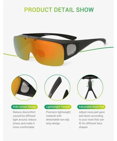 Fit Over Sunglasses for Men Women Flip Up Polarized Sports Sunglasses - Matte Black&orange Mirror Lens - C518YII8MG4 $28.26 O...