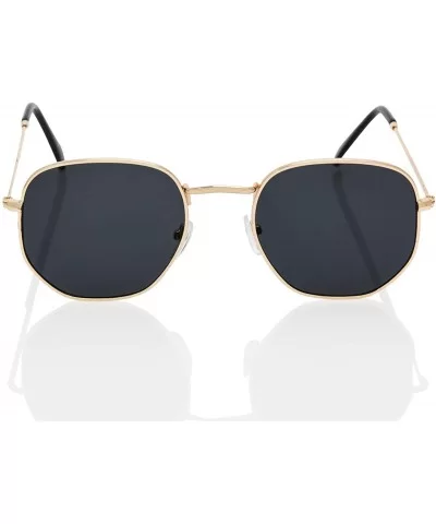 90s Hipster Geometric Round Lightweight Metal Driving Sunglasses for Women Men Unisex UV400 - Gold - CH18I4X922S $21.54 Oval