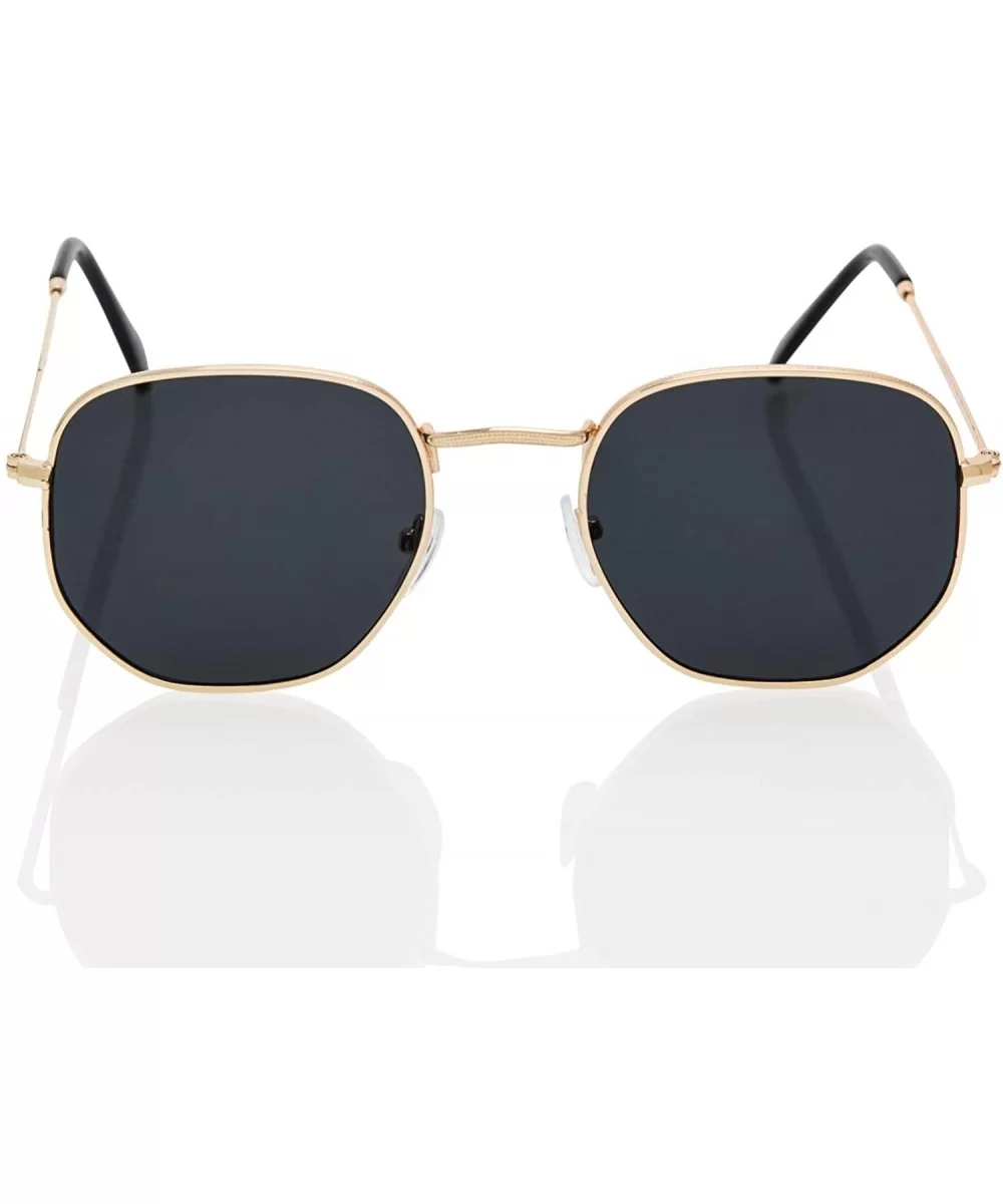 90s Hipster Geometric Round Lightweight Metal Driving Sunglasses for Women Men Unisex UV400 - Gold - CH18I4X922S $21.54 Oval