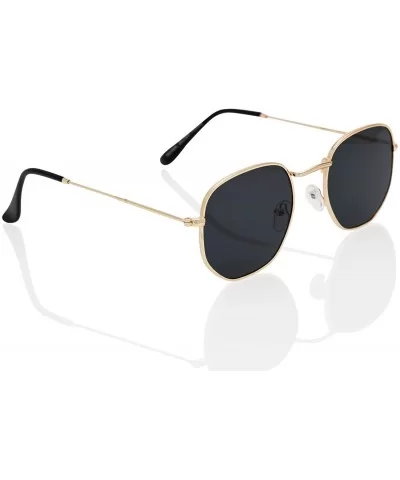 90s Hipster Geometric Round Lightweight Metal Driving Sunglasses for Women Men Unisex UV400 - Gold - CH18I4X922S $21.54 Oval