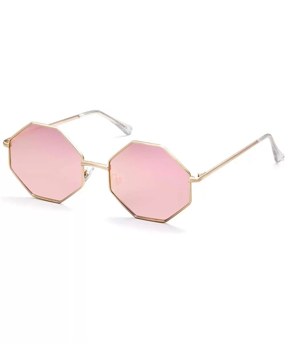 Fashion Sunglasses Women Brand Designer Metal Frame Polygon Clear Lens Purple - Pink - CH18YLXZXS4 $12.73 Aviator