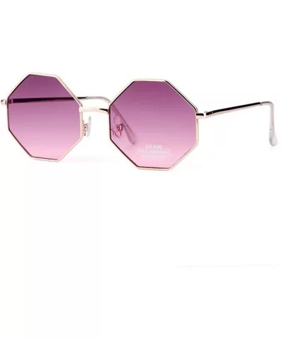 Fashion Sunglasses Women Brand Designer Metal Frame Polygon Clear Lens Purple - Pink - CH18YLXZXS4 $12.73 Aviator