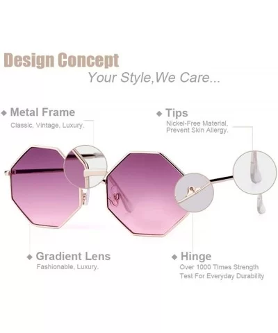 Fashion Sunglasses Women Brand Designer Metal Frame Polygon Clear Lens Purple - Pink - CH18YLXZXS4 $12.73 Aviator