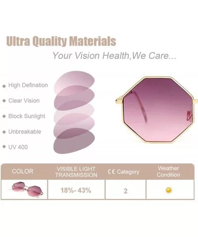 Fashion Sunglasses Women Brand Designer Metal Frame Polygon Clear Lens Purple - Pink - CH18YLXZXS4 $12.73 Aviator