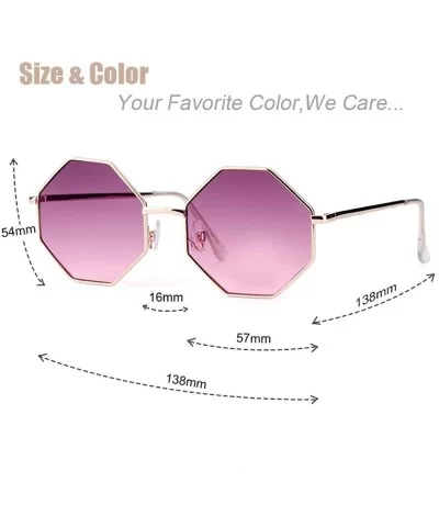 Fashion Sunglasses Women Brand Designer Metal Frame Polygon Clear Lens Purple - Pink - CH18YLXZXS4 $12.73 Aviator