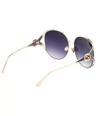 2019 new retro sunglasses - ladies big frame metal frame sunglasses wild sunglasses - F - CP18SN4NCO8 $68.36 Aviator