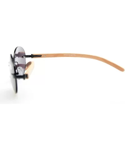 Spring Hinges Wood Arms Rimless Round Bifocal Sunglasses - Black - C8180ZUOC3S $27.02 Rimless