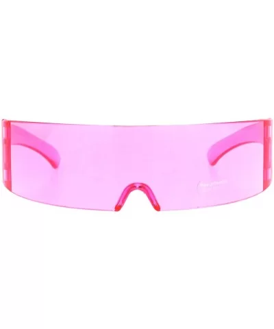 Cyber Punk Cyclops Shield Neon Color Lens Plastic Warp Sunglasses - Pink - C018IHOMI9U $16.19 Goggle