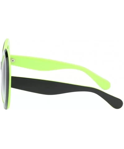 Futuristic Oversize Round Sunglasses - Black Green Frame Gradient Gray Lens - CD18ADLTCW9 $14.12 Round