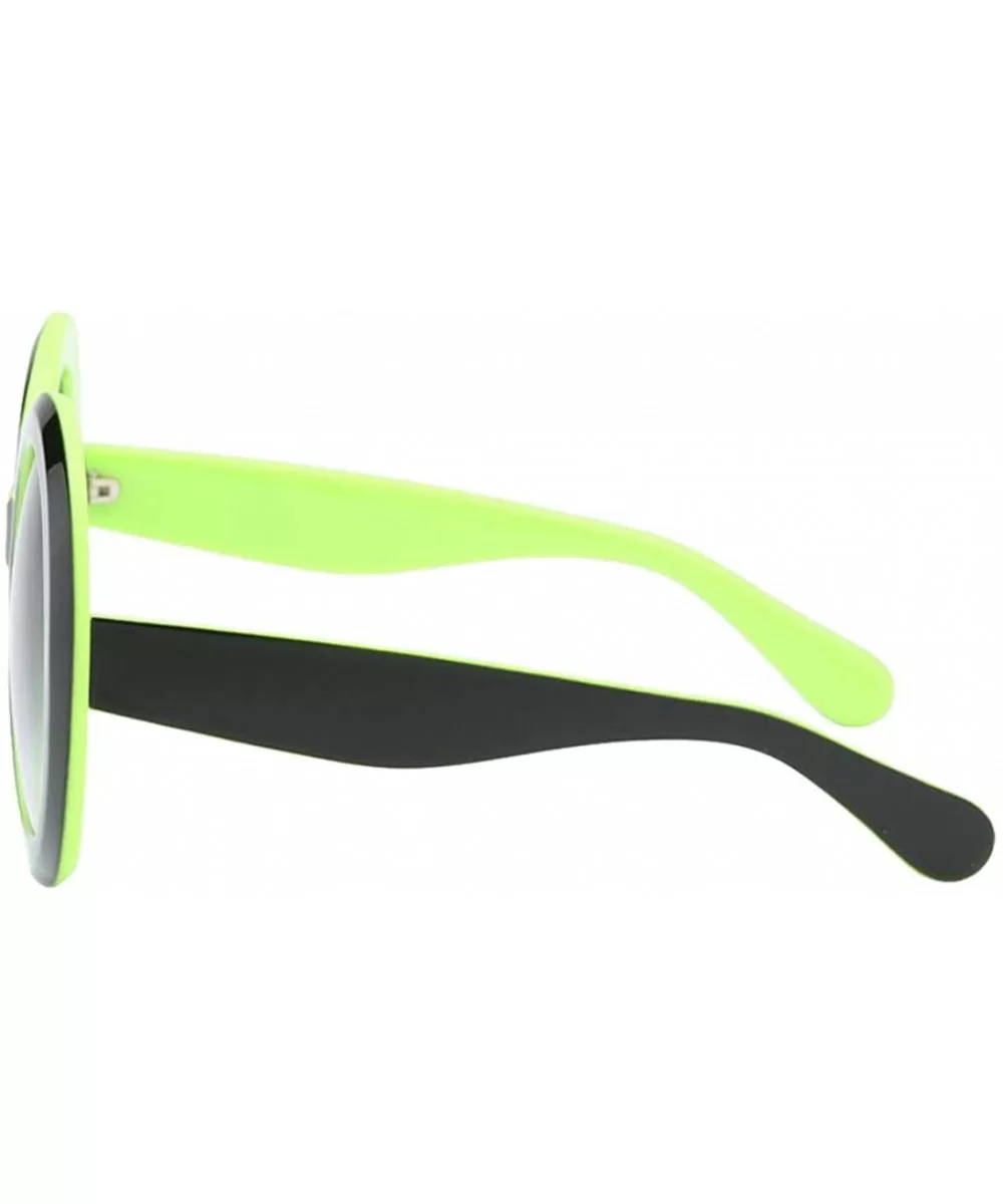 Futuristic Oversize Round Sunglasses - Black Green Frame Gradient Gray Lens - CD18ADLTCW9 $14.12 Round