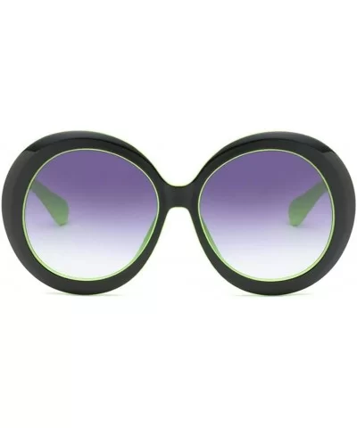 Futuristic Oversize Round Sunglasses - Black Green Frame Gradient Gray Lens - CD18ADLTCW9 $14.12 Round