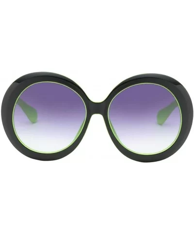 Futuristic Oversize Round Sunglasses - Black Green Frame Gradient Gray Lens - CD18ADLTCW9 $14.12 Round