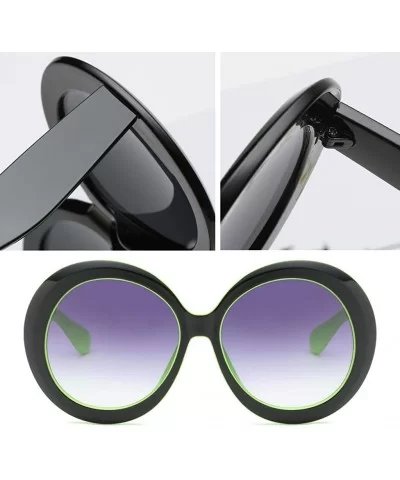 Futuristic Oversize Round Sunglasses - Black Green Frame Gradient Gray Lens - CD18ADLTCW9 $14.12 Round