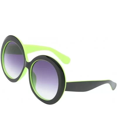 Futuristic Oversize Round Sunglasses - Black Green Frame Gradient Gray Lens - CD18ADLTCW9 $14.12 Round