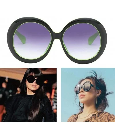 Futuristic Oversize Round Sunglasses - Black Green Frame Gradient Gray Lens - CD18ADLTCW9 $14.12 Round