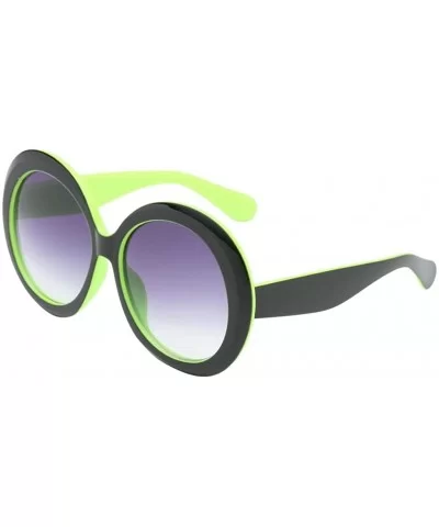 Futuristic Oversize Round Sunglasses - Black Green Frame Gradient Gray Lens - CD18ADLTCW9 $14.12 Round