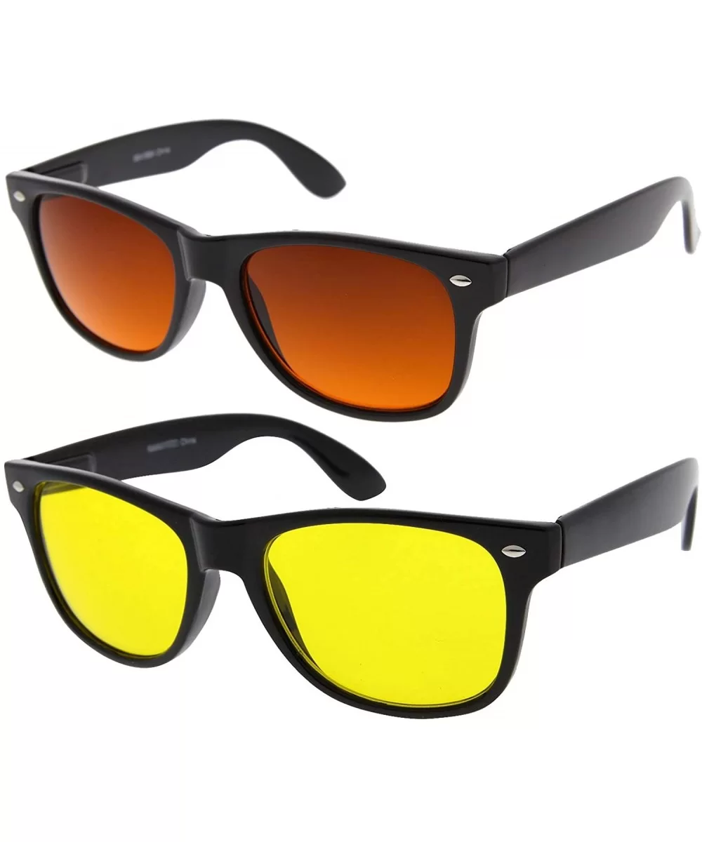 Blue Blocking Driving Sunglasses Amber Yellow Tinted Lens - 2 Pack Amber and Yellow Lens - C711A3JFBG7 $20.78 Wayfarer