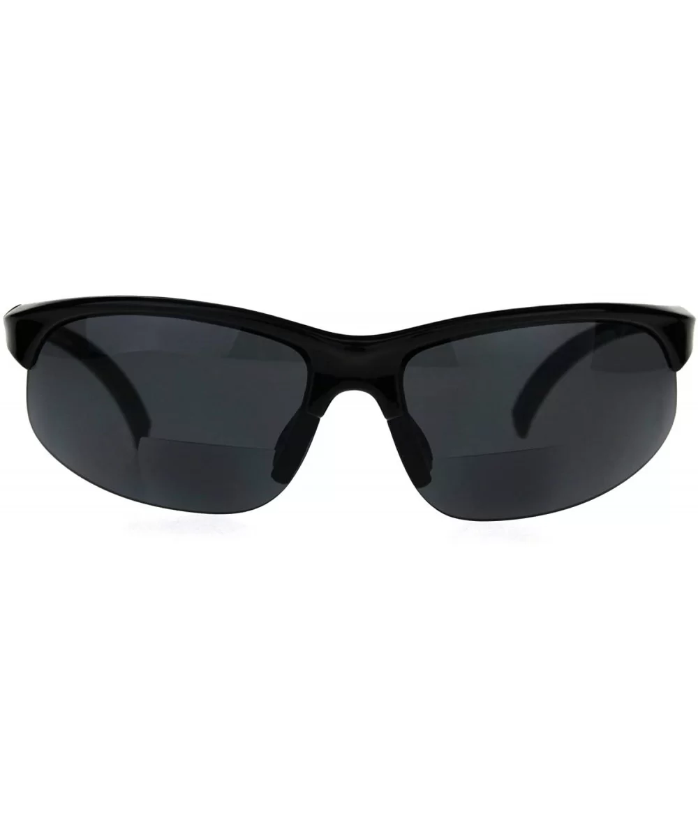 Mens Classic Half Rim Sport Warp Sunglasses with Bifocal Reading Lens - Black - CR188L0LZOQ $16.86 Sport