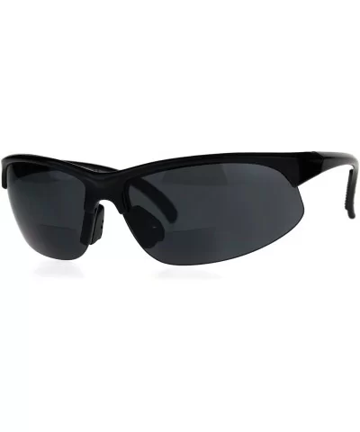 Mens Classic Half Rim Sport Warp Sunglasses with Bifocal Reading Lens - Black - CR188L0LZOQ $16.86 Sport