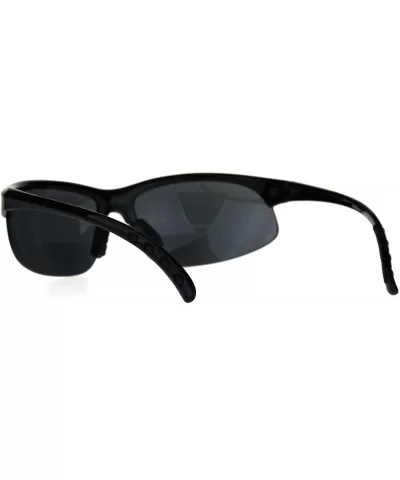 Mens Classic Half Rim Sport Warp Sunglasses with Bifocal Reading Lens - Black - CR188L0LZOQ $16.86 Sport