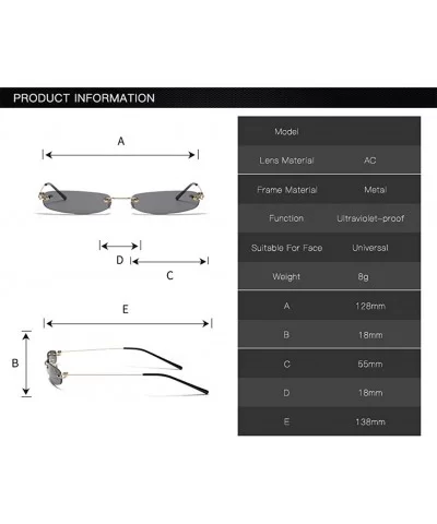 Retro Small Square Frameless Sunglasses for Women/Men Metal Legs UV400 - C2 - C519054C6SE $9.89 Rectangular