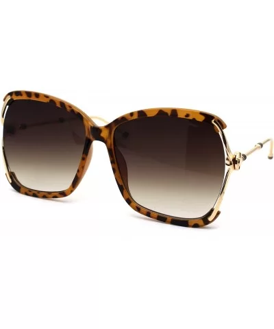 Womens Luxury Designer Exposed Lens Side Butterfly Sunglasses - Tortoise Gold Brown - CB18Z6T37YU $21.01 Butterfly