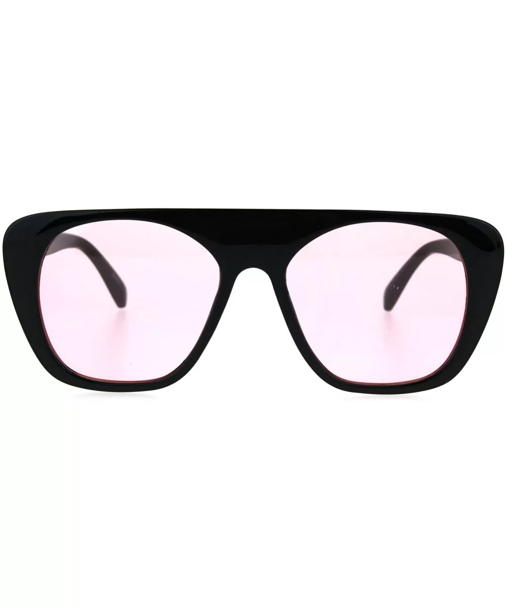 Womens Futurism Bright Pop Color Lens Flat Top Retro Plastic Sunglasses - Pink - CQ1847TQYIC $11.67 Rectangular