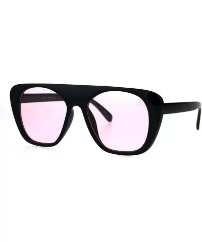 Womens Futurism Bright Pop Color Lens Flat Top Retro Plastic Sunglasses - Pink - CQ1847TQYIC $11.67 Rectangular