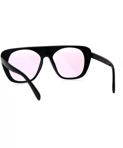 Womens Futurism Bright Pop Color Lens Flat Top Retro Plastic Sunglasses - Pink - CQ1847TQYIC $11.67 Rectangular