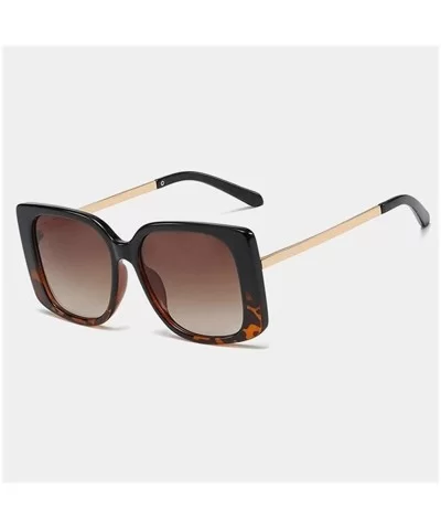 Oversized Square Sunglasses for Women UV400 - C2 Black Leopaer - CF198GDU375 $18.99 Square