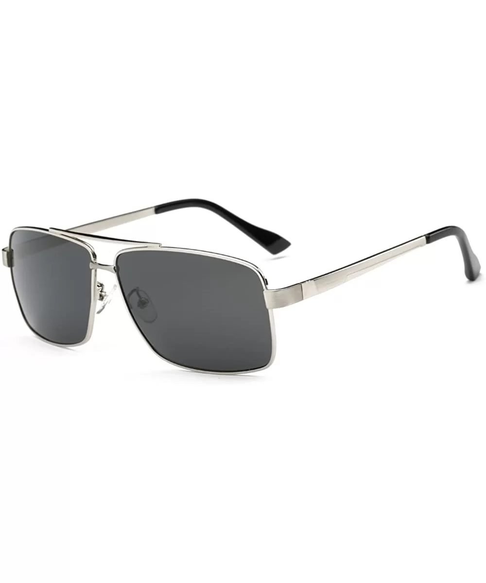 Men Polarized Sunglasses Vintage UV400 Metal Classic Driving Sports - Silver Black - C018DLKRYTK $12.11 Round